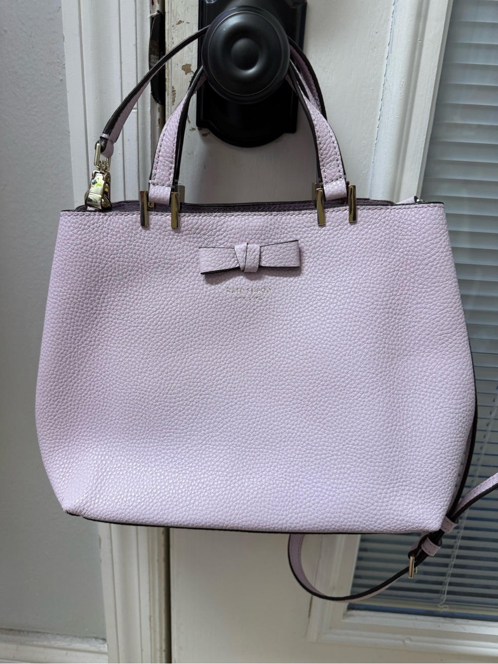kate spade Pebbled Leather Bow Tote - Light Lilac
